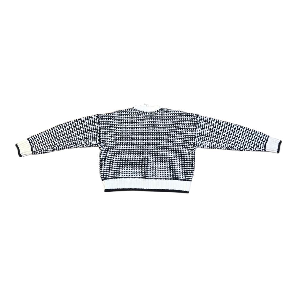 NWT Madewell Black White Textured Knit Cropped Oversized Crewneck XS Fits L/XL - Picture 8 of 10